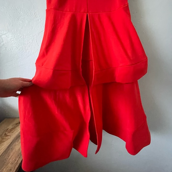 Trumpet Mermaid front Slit Dress Ruffle Gown Strapless Red Party Cocktail - Picture 9 of 9